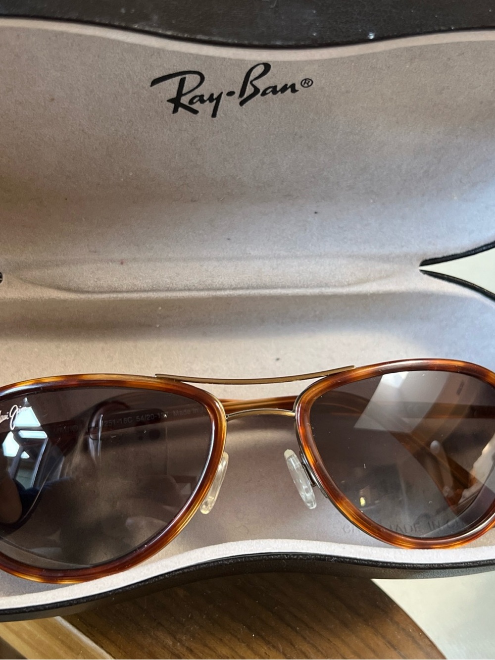 Maui Jim Small Kine MJ-251-16C Sunglasses Titanium Mint Tortoise Polarized Brown